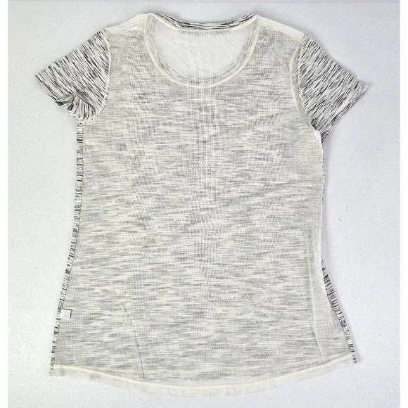 Lululemon Women's M Multicolor Stripe Beat The Heat Short Sleeve Mesh Back Shirt - Picture 4 of 13